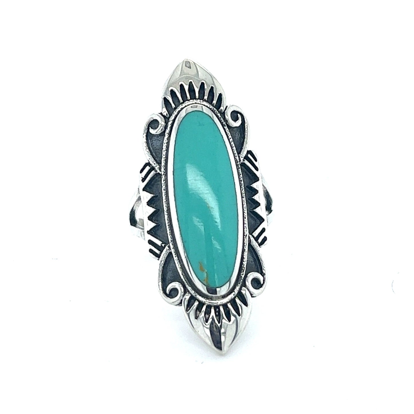 
                  
                    A Southwest Styled Turquoise Statement Ring with a Super Silver charm.
                  
                