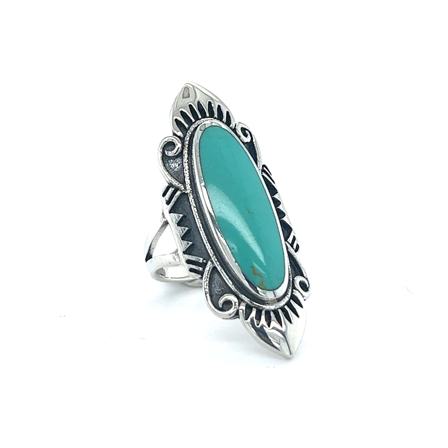 
                  
                    A Super Silver Southwest Styled Turquoise Statement Ring.
                  
                