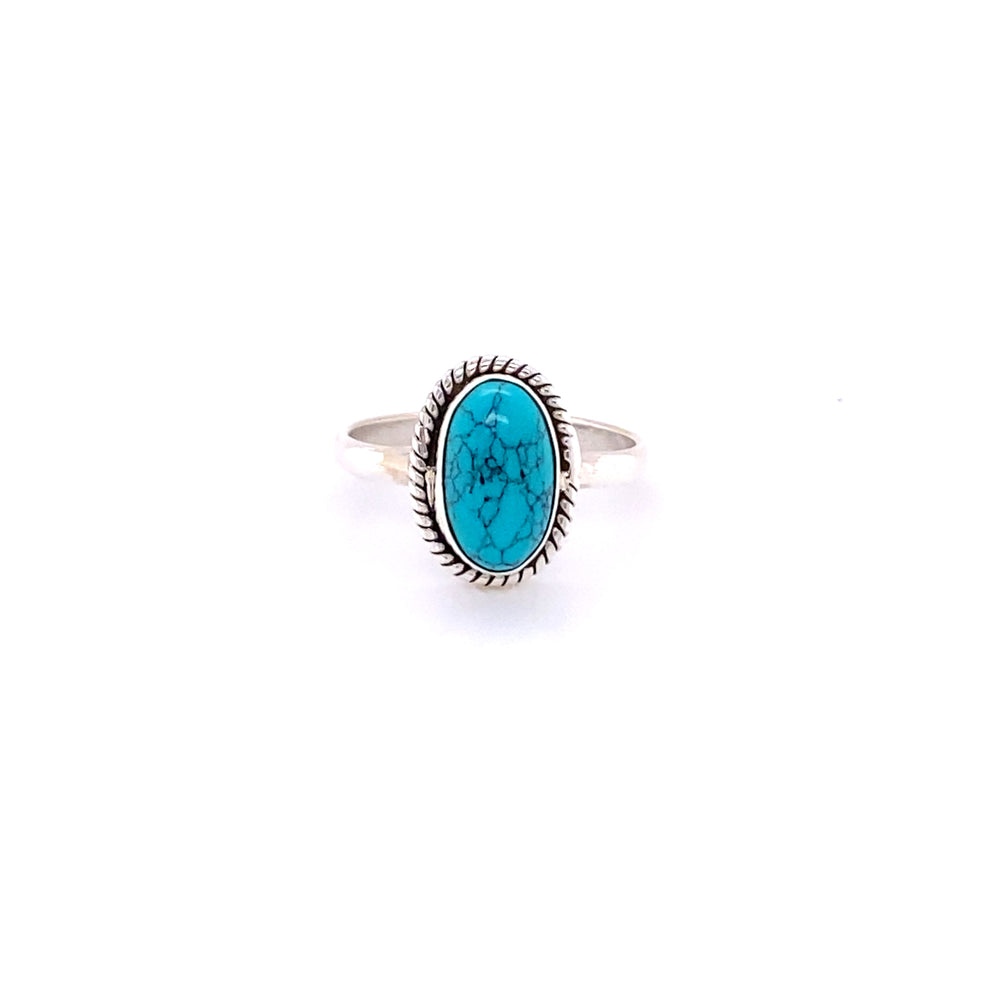 
                  
                    A Simple Oval Gemstone Ring with Twisted Rope Boarder on a white background.
                  
                