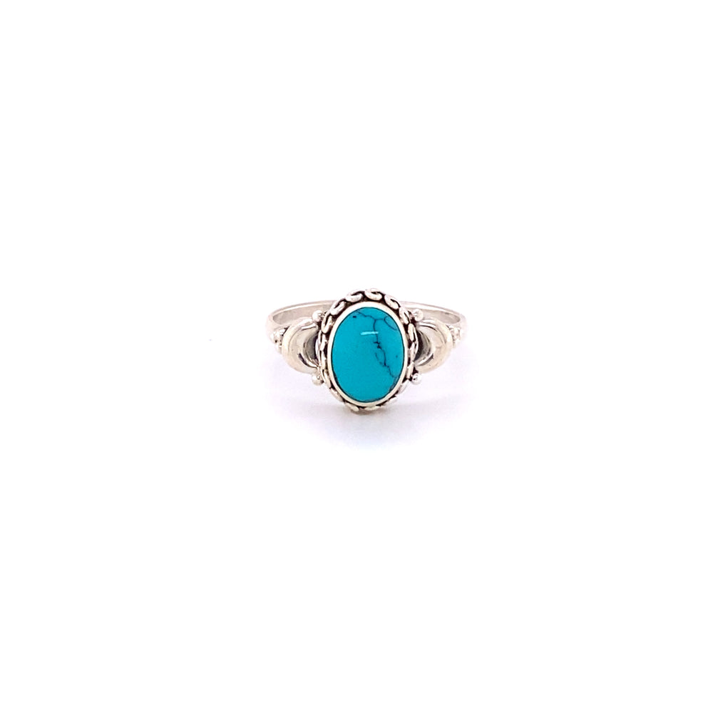 
                  
                    An Beautiful Oval Gemstone Ring with Small Moons from Super Silver with an earthy vibe on a white background.
                  
                