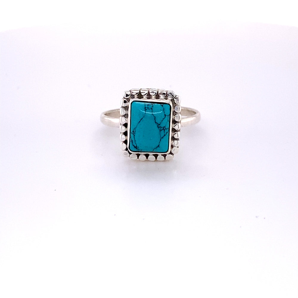 
                  
                    A Super Silver Square Ring with Natural Gemstones on a white background.
                  
                