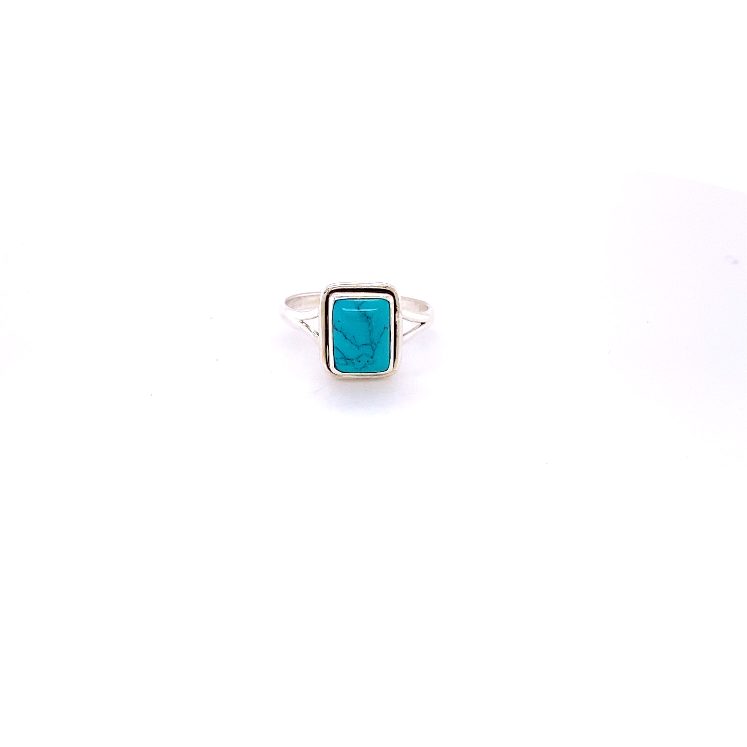 A Simple Square Gemstone Ring by Super Silver on a white background.