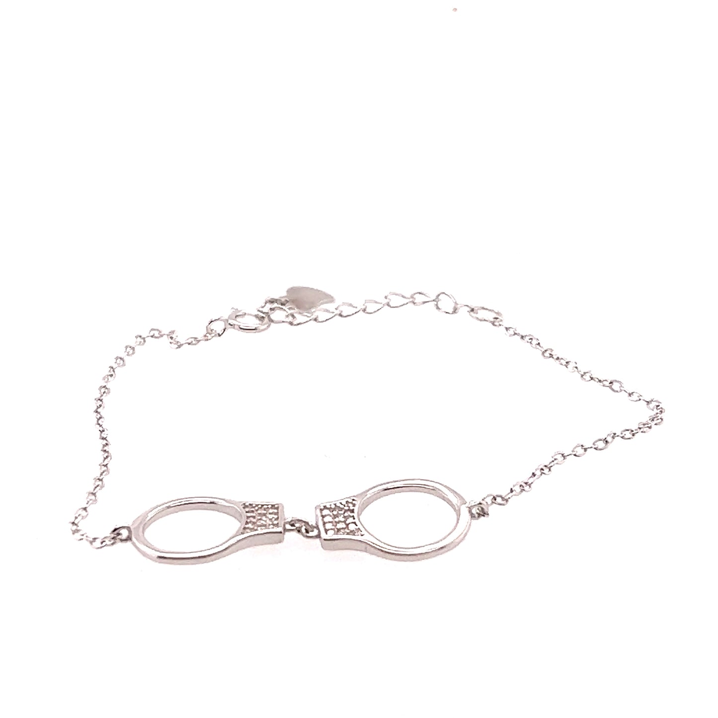 A delicate Super Silver Cubic Zirconia Handcuff Bracelet, perfect for minimalist style outfits, set against a clean white background.