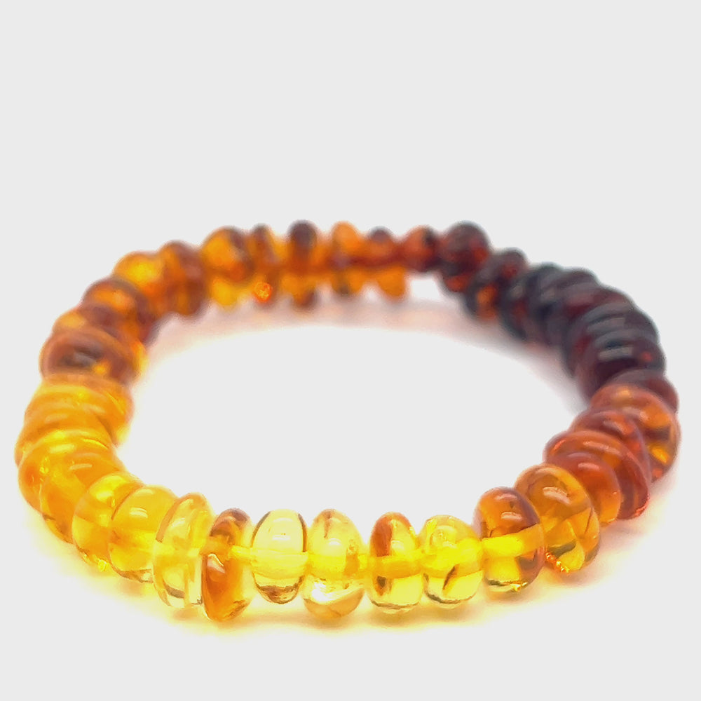 
                  
                    Load and play video in Gallery viewer, Outstanding Baltic Amber Rondelle Beaded Bracelet
                  
                