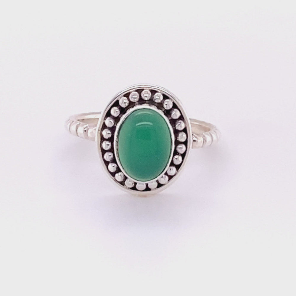 
                  
                    Load and play video in Gallery viewer, Oval Gemstone Ring with Silver Ball Border
                  
                