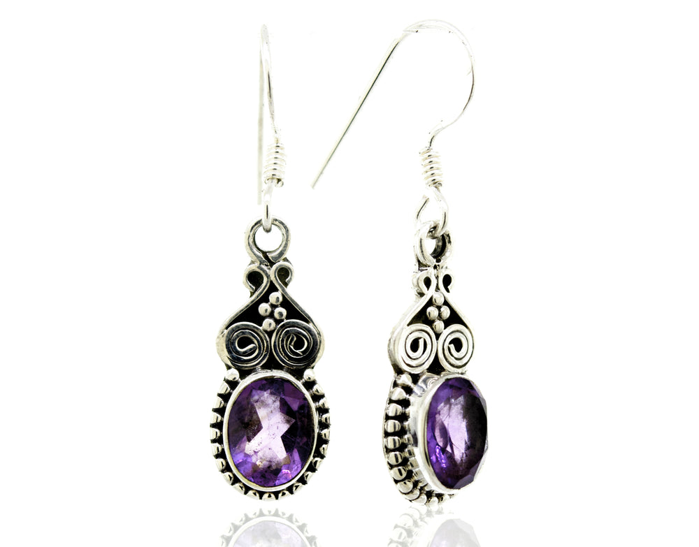 
                  
                    Oval Amethyst Earrings With Ball Border
                  
                