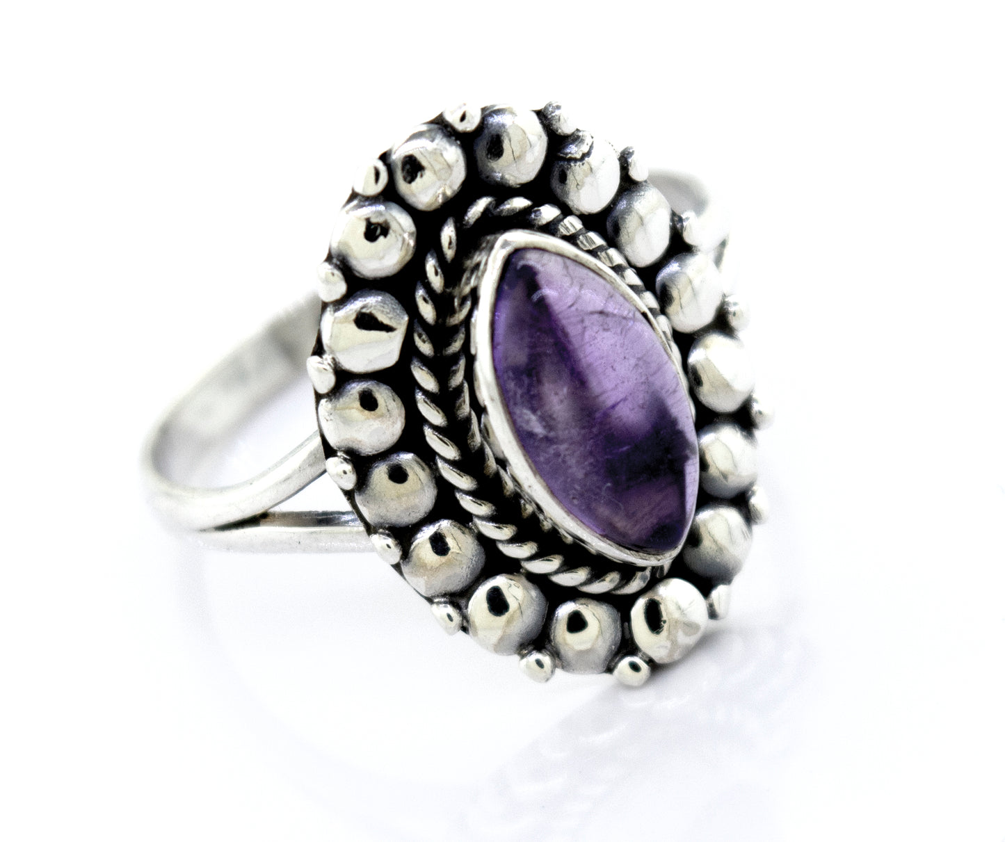 
                  
                    Marquise Shaped Vibrant Amethyst Stone Ring
                  
                