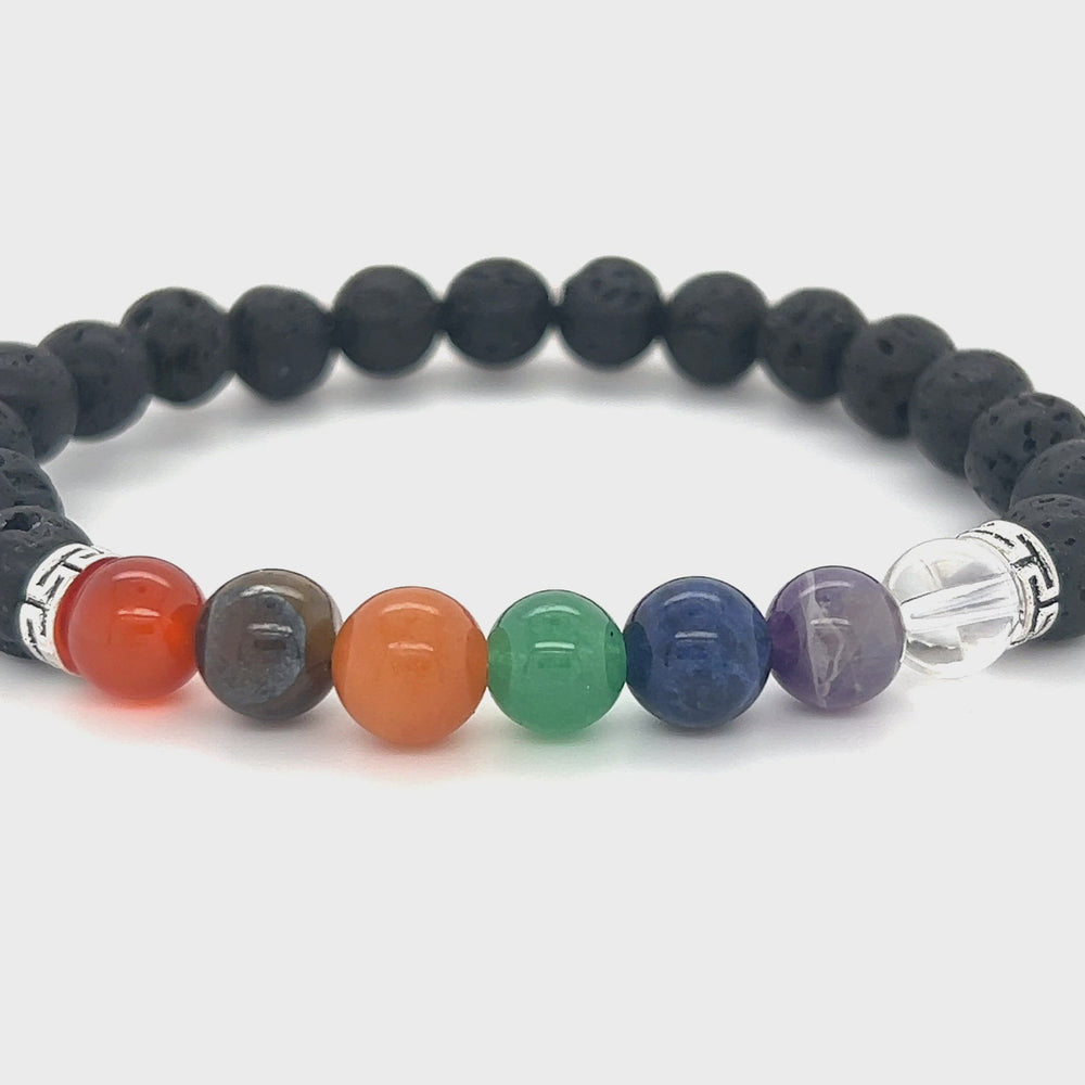 
                  
                    Load and play video in Gallery viewer, Essential Oil Bracelet with Lava and Chakra Stones
                  
                