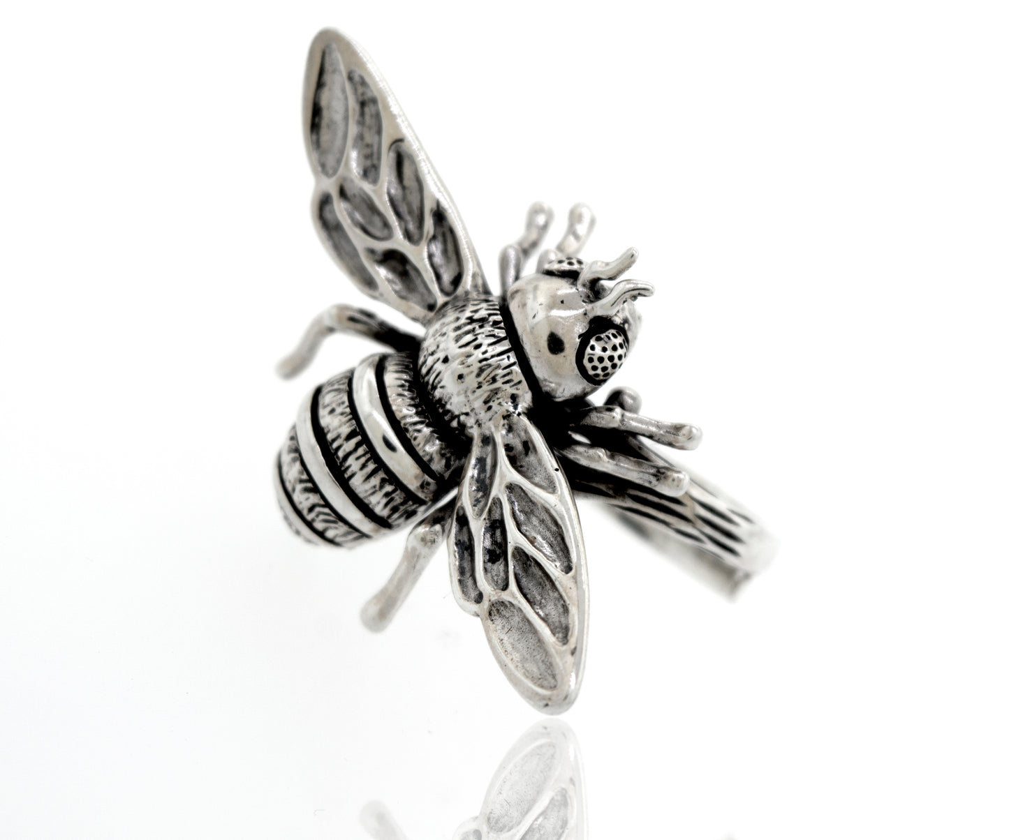 
                  
                    A handcrafted Large Bee ring from Super Silver.
                  
                