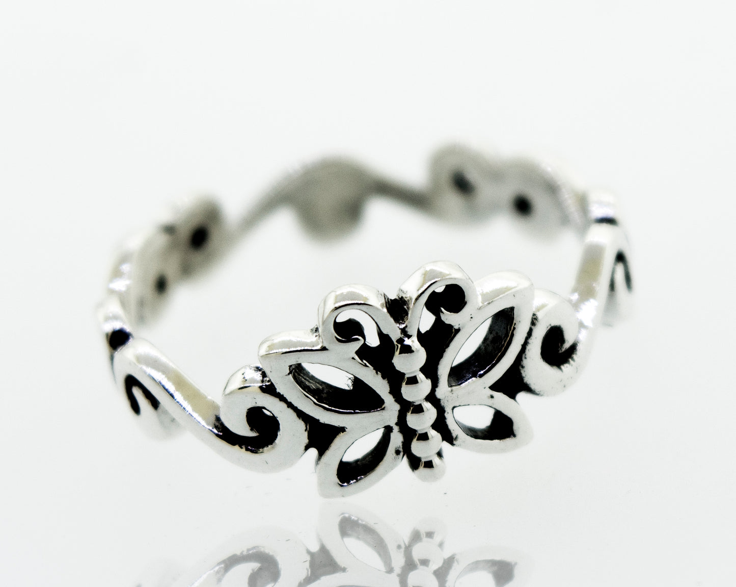
                  
                    Beautiful Butterfly Ring With Swirl Design Band
                  
                