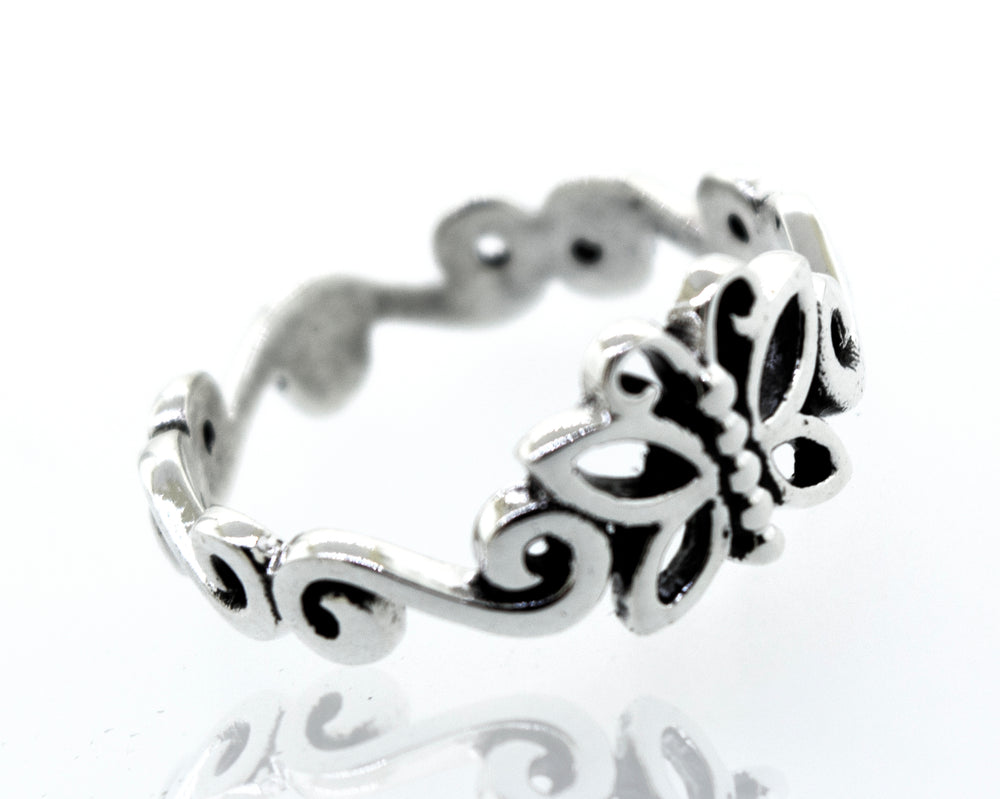 Beautiful Butterfly Ring With Swirl Design Band