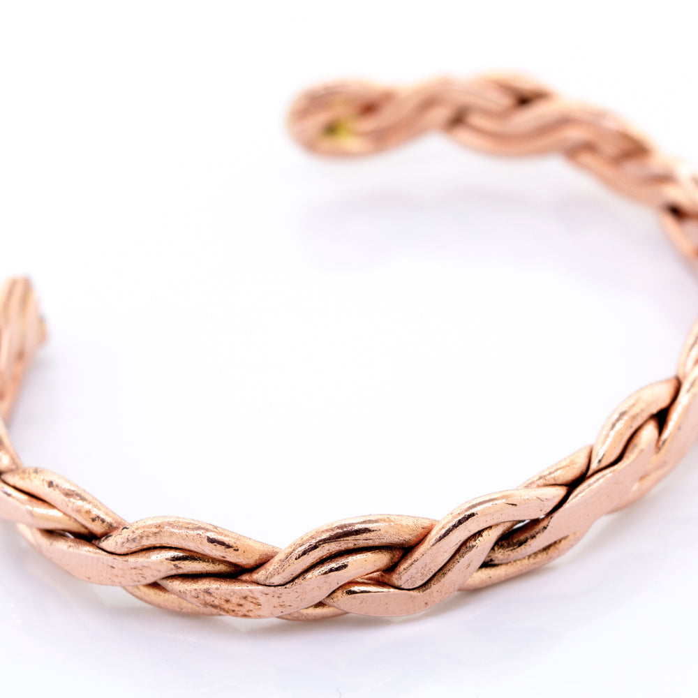 A Super Silver Copper Bracelet With Weave Design.