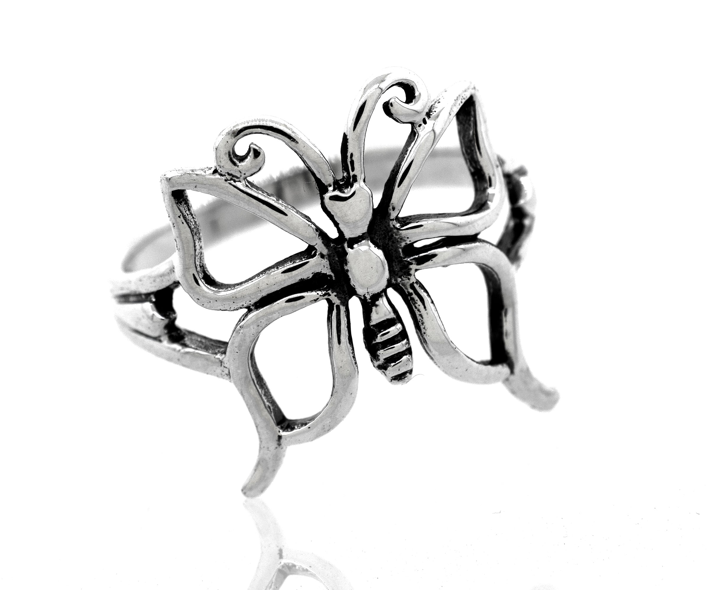 A Charming Cutout Butterfly Ring on a white background.