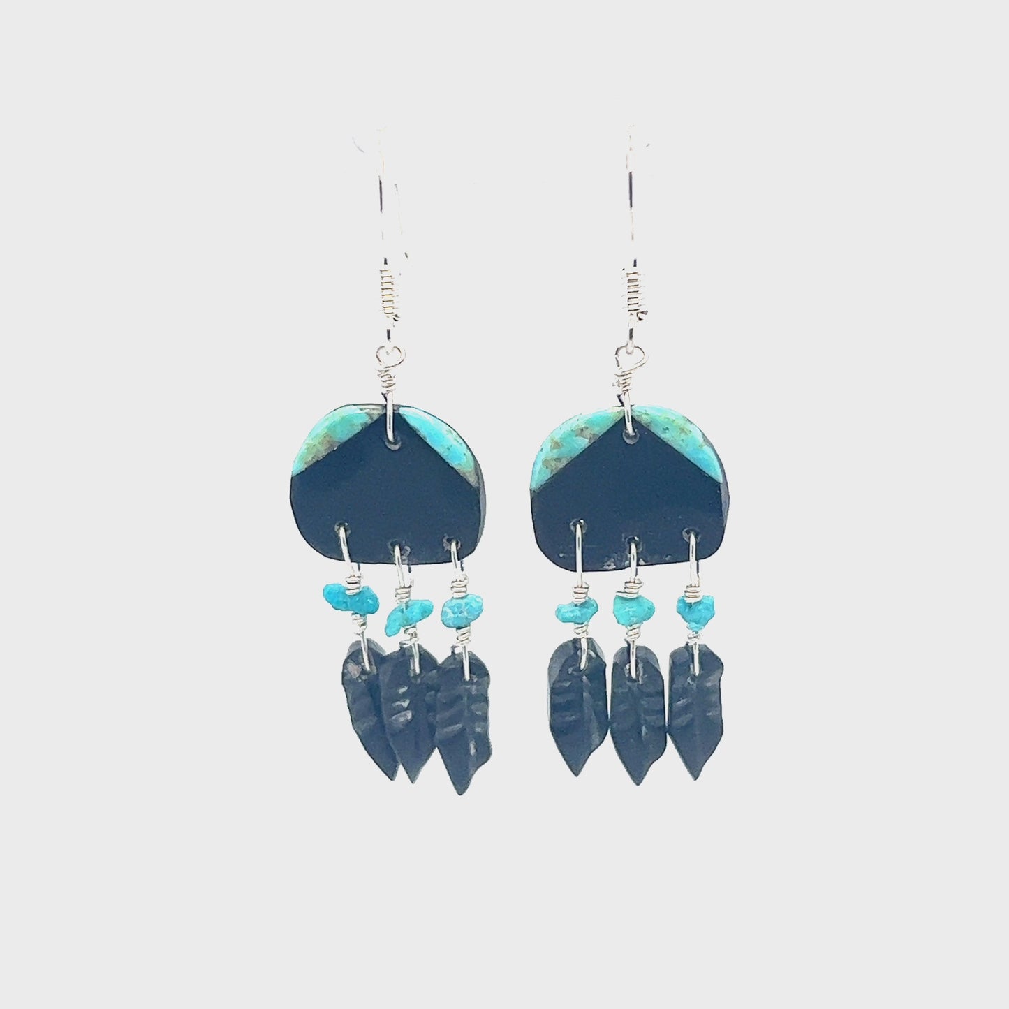 
                  
                    Load and play video in Gallery viewer, Handmade Earrings with 3 Small Stone Feathers
                  
                