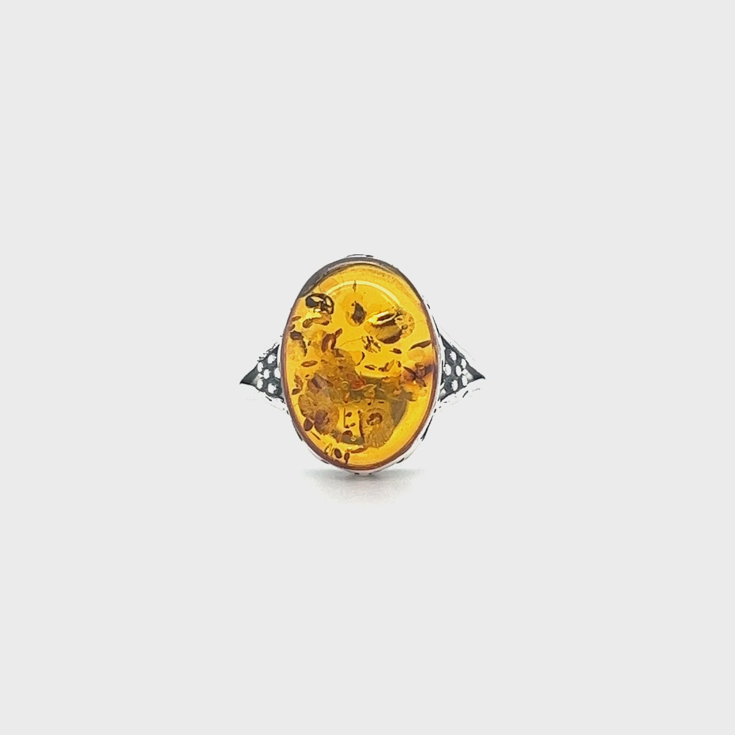 
                  
                    Load and play video in Gallery viewer, Baltic Amber Ring with Victorian Styled Floral Setting
                  
                