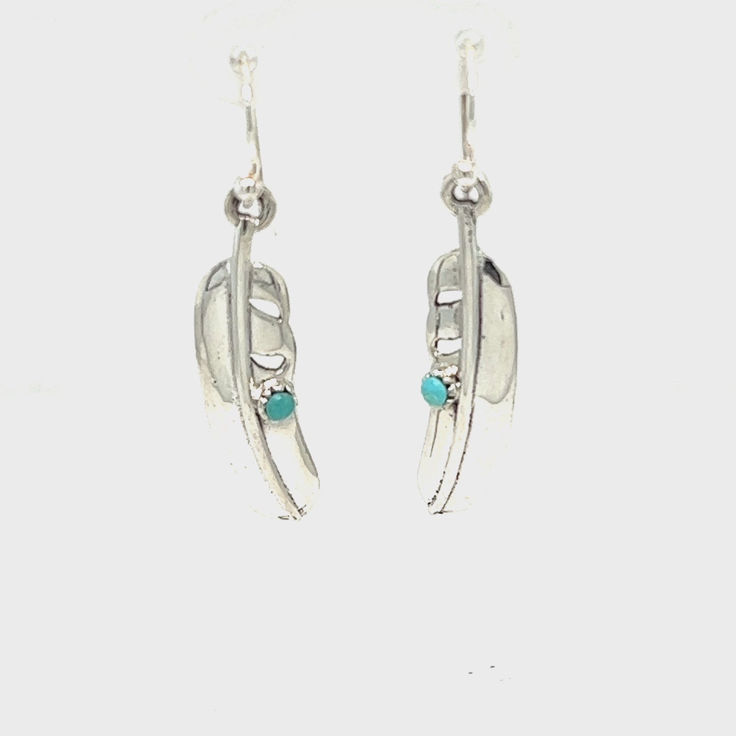 
                  
                    Load and play video in Gallery viewer, High Shine Feather Earrings with Turquoise
                  
                