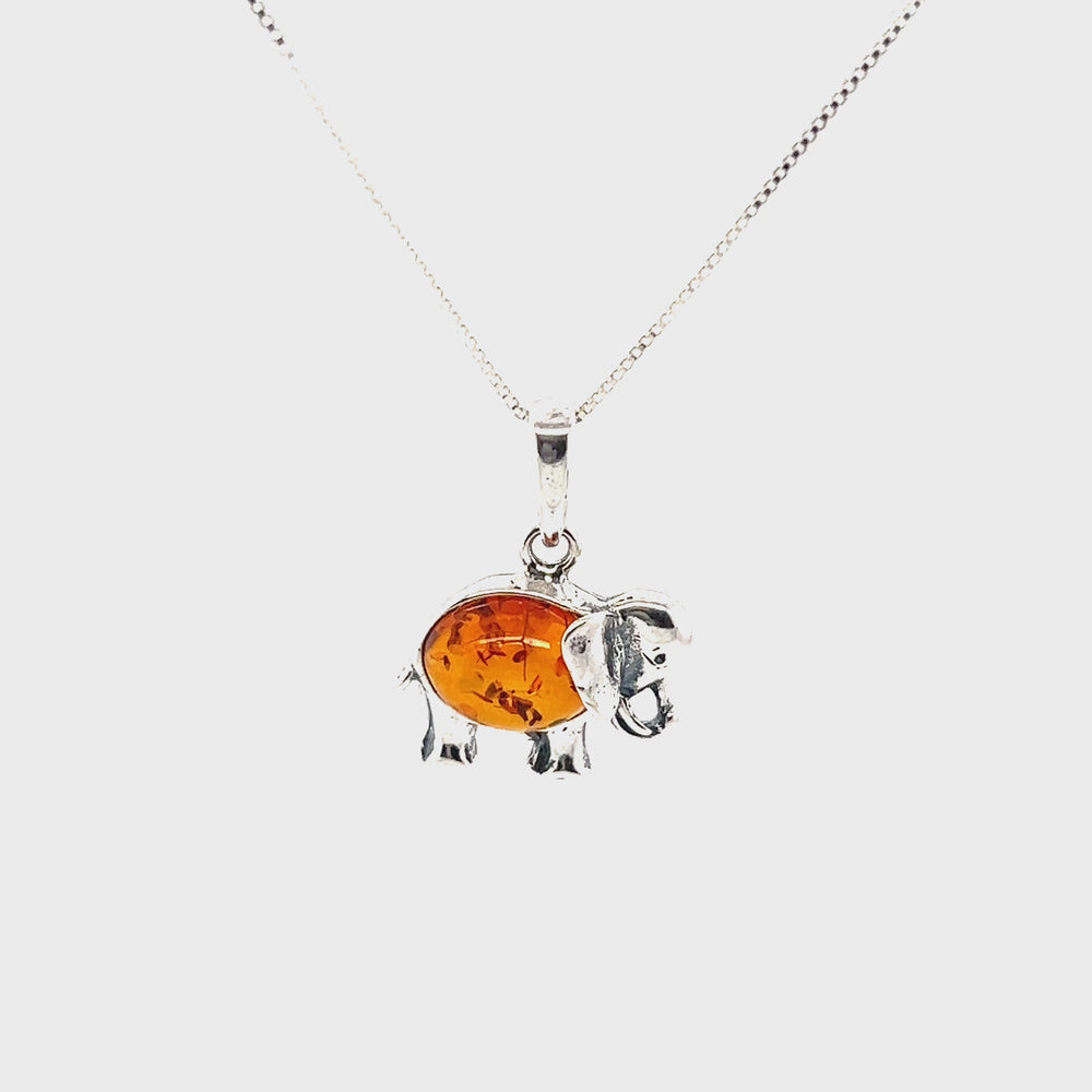 
                  
                    Load and play video in Gallery viewer, Dainty Amber Elephant Pendant
                  
                