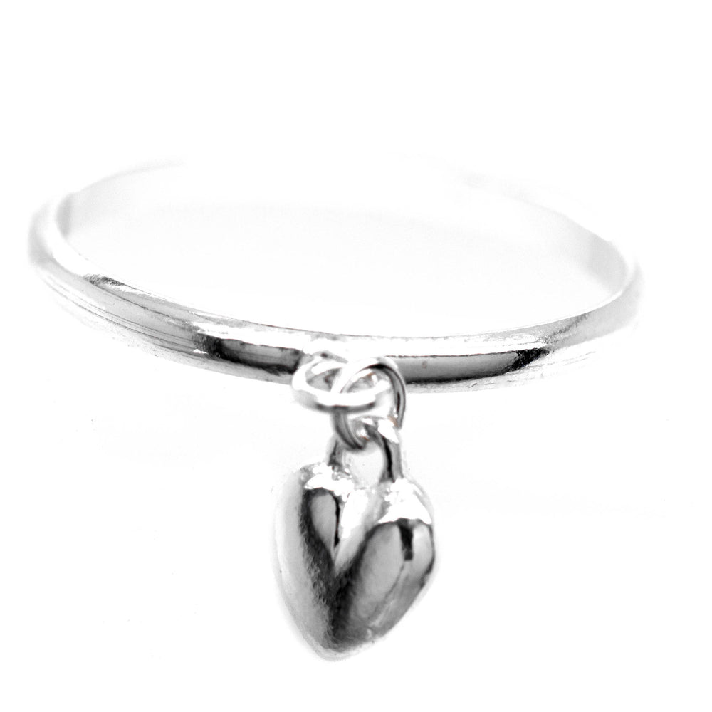 
                  
                    A Super Silver Delicate Heart Charm Ring.
                  
                