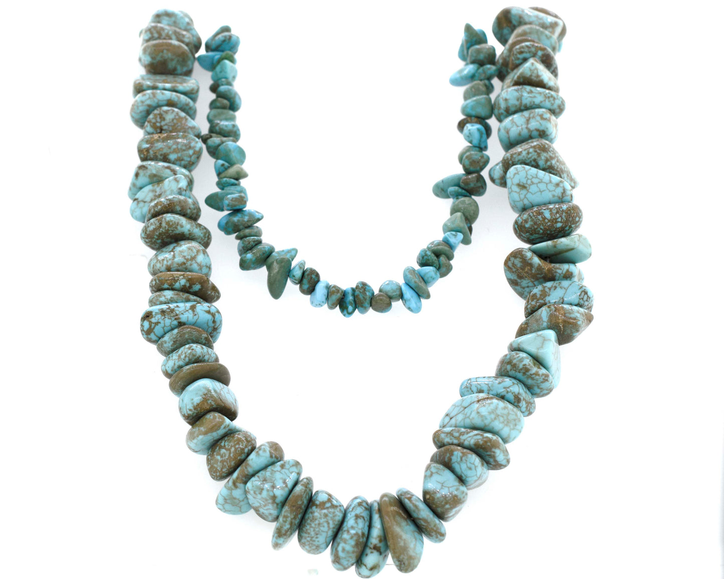 
                  
                    A Super Silver southwest charm necklace adorned with Southwest Colorado Turquoise Chip and brown stones.
                  
                