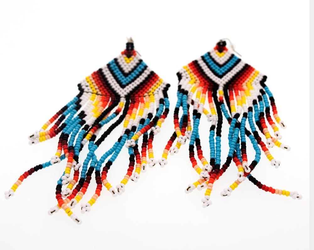 Super Silver's Handmade Southwest inspired Earrings - colorful beaded earrings on a white background.