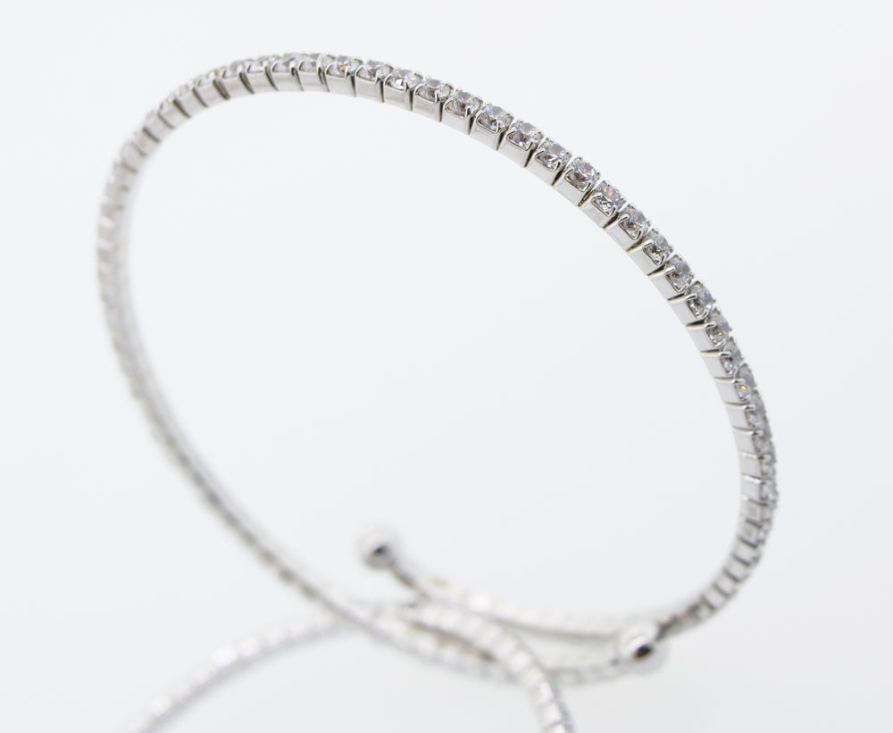 A Cubic Zirconia Simple Wrap Bracelet adorned with diamonds from Super Silver.