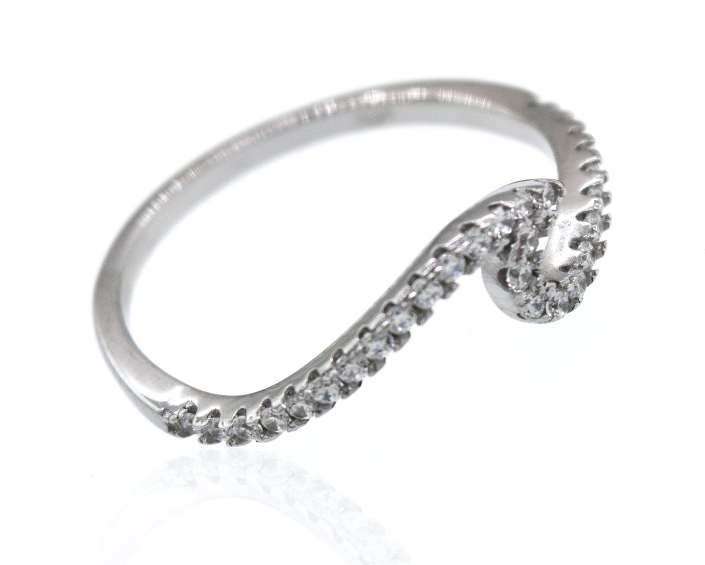 
                  
                    An elegant Pave Wave Ring with diamonds on it.
                  
                