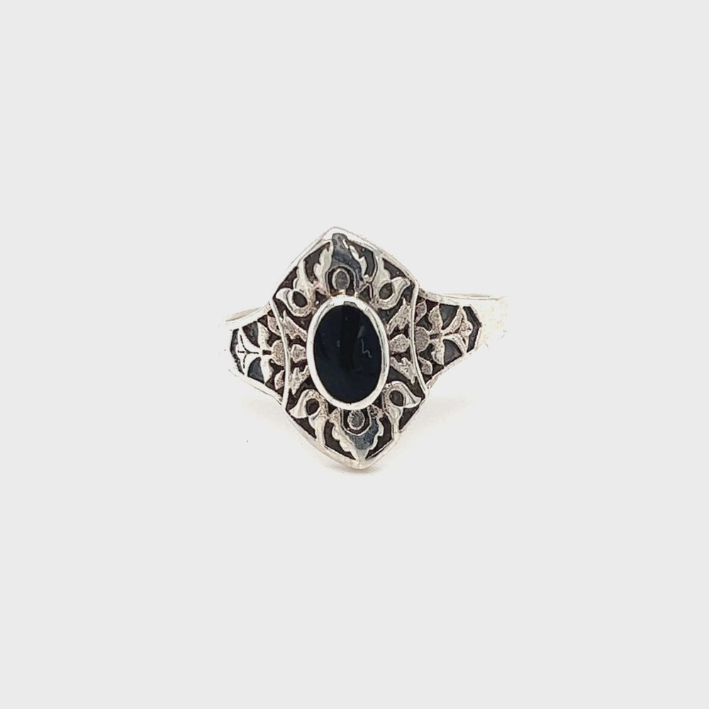 
                  
                    Load and play video in Gallery viewer, Marquise Shield Ring With Inlaid Stones
                  
                