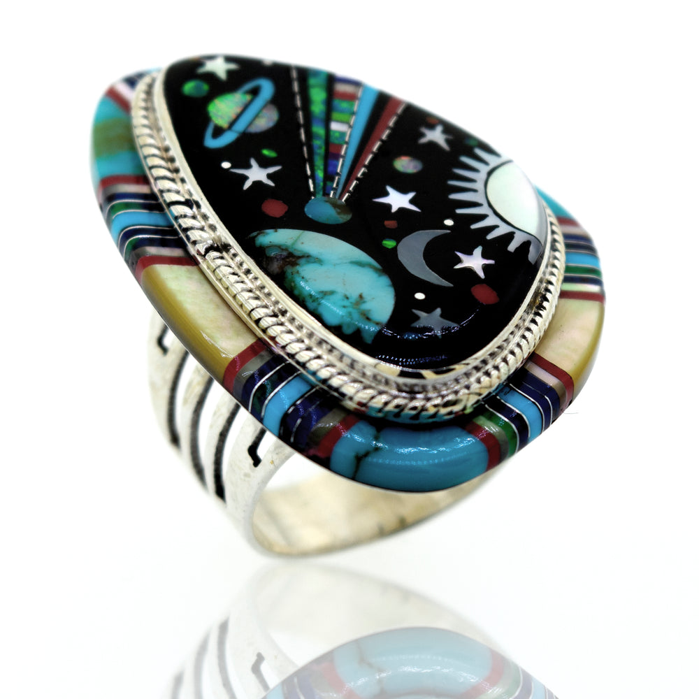 An Exquisite Handcrafted Outer Space Ring adorned with stars and planets by Super Silver.