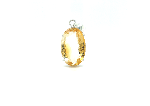 
                  
                    A Brilliant Pronged Citrine Pendant from Super Silver shimmering on a white background.
                  
                