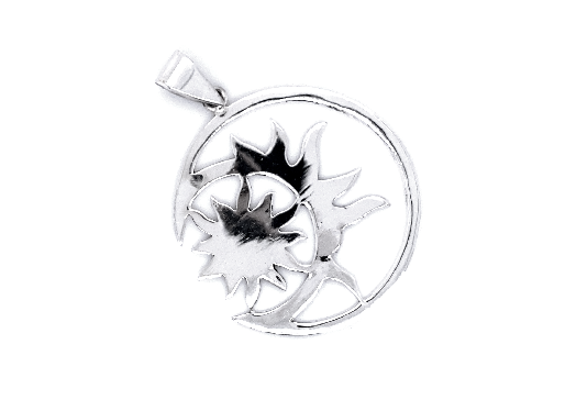 
                  
                    A Super Silver Brilliant Sun in Moon Pendant featuring the enchanting image of a radiant sun.
                  
                