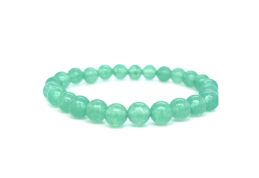 
                  
                    A Super Silver Beaded Stone Bracelet made of green jade gemstone beads.
                  
                