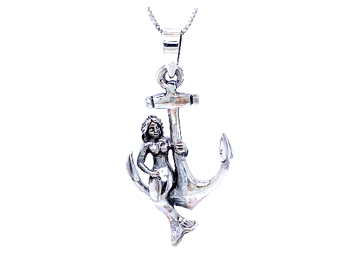 A Super Silver Mermaid with Anchor Pendant.