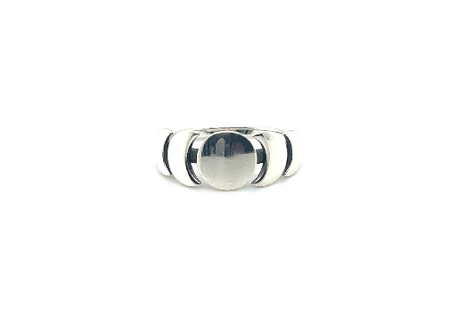 A Brilliant Moon Phase Ring made of sterling silver with an oval stone on it by Super Silver.