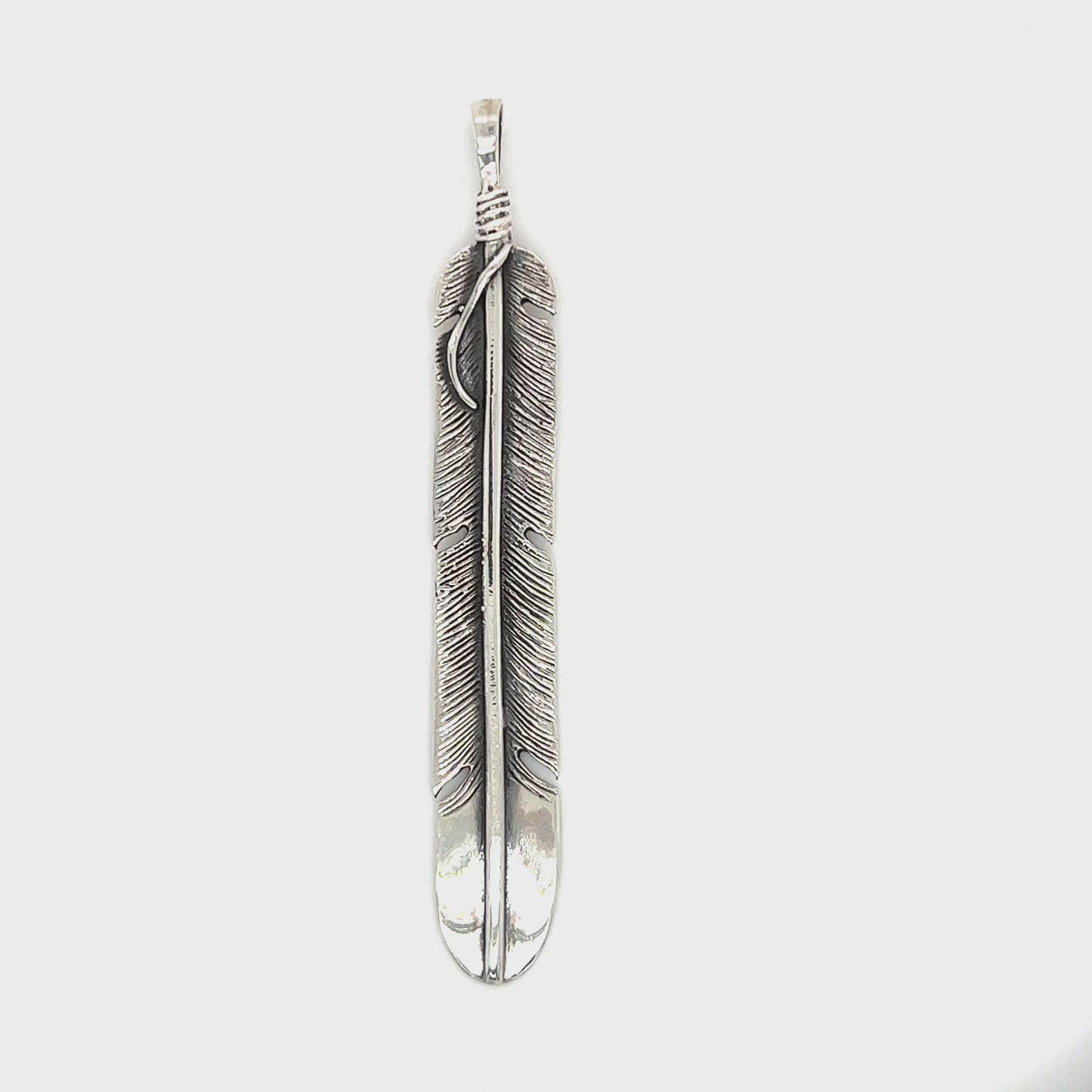 
                  
                    Load and play video in Gallery viewer, Long Rustic Feather Pendant
                  
                