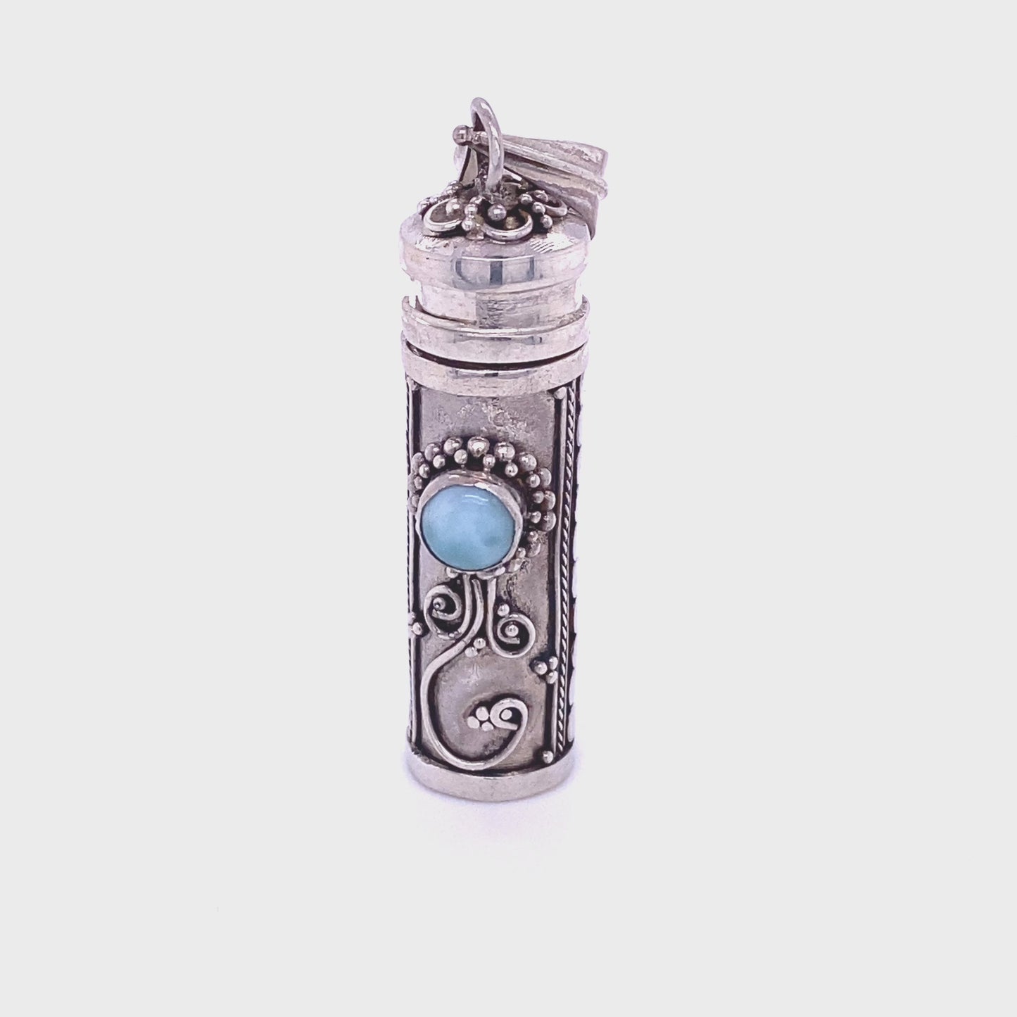 
                  
                    Load and play video in Gallery viewer, Larimar Prayer Box Pendant
                  
                