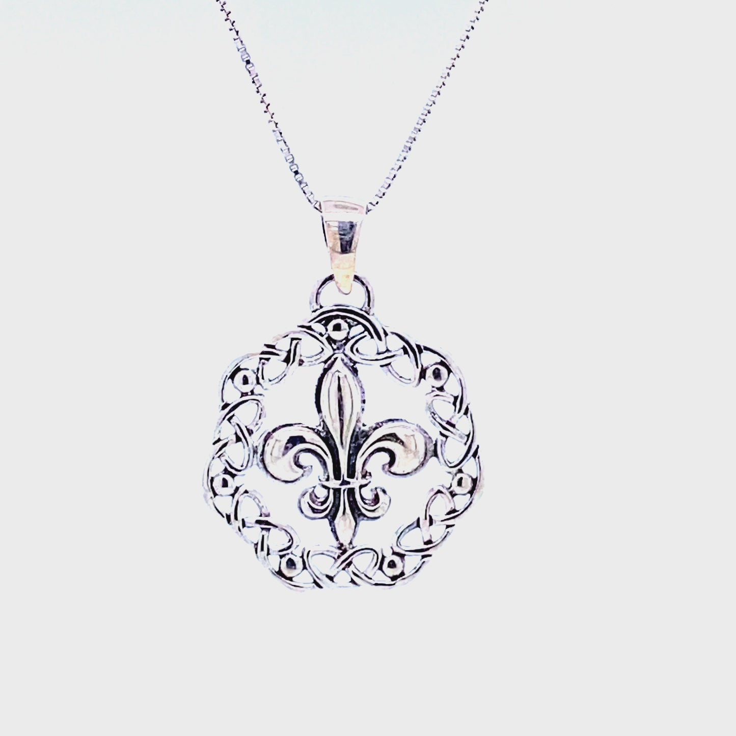 
                  
                    Load and play video in Gallery viewer, Fleur De Lis Charm With Celtic Weave
                  
                