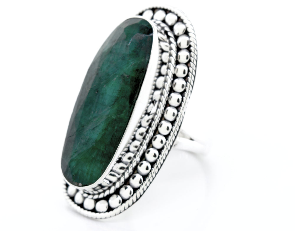 A Super Silver Elegant Raw Emerald Ring.