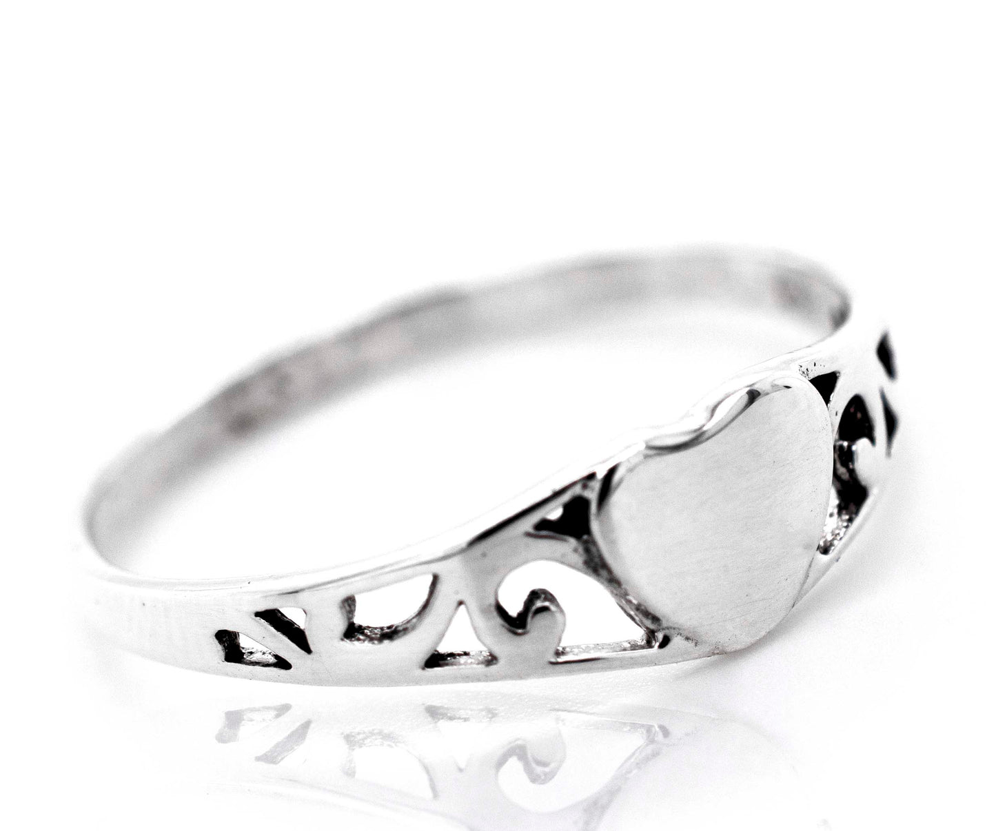 A minimalist Heart Ring With Swirl Design perfect for expressing love.