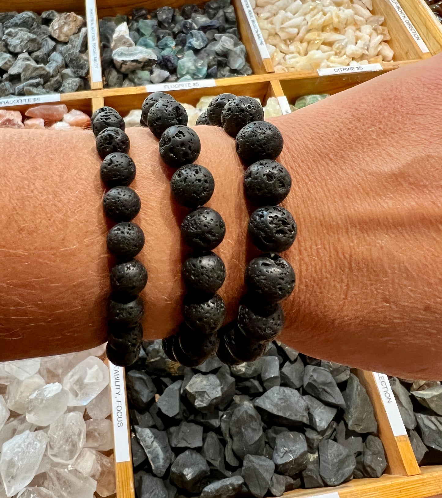 
                  
                    Super Silver's Essential Oil Bracelet with Lava Rock Beads, the perfect grounding stone for essential oil jewelry enthusiasts.
                  
                