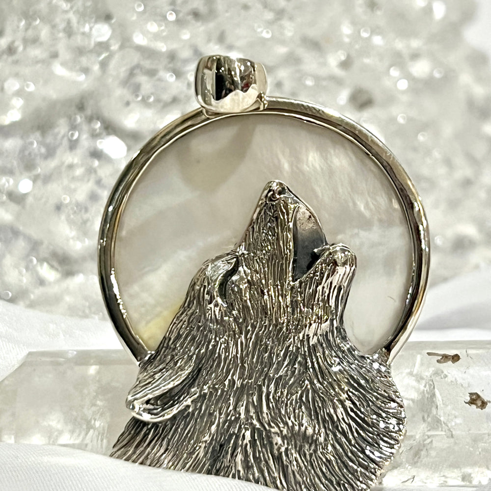 
                  
                    A Super Silver Wolf Howling At The Full Moon Pendant.
                  
                