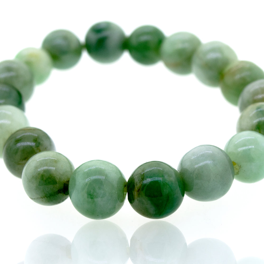 
                  
                    A high-quality Elegant Jade Beaded Bracelet by Super Silver on a white background.
                  
                