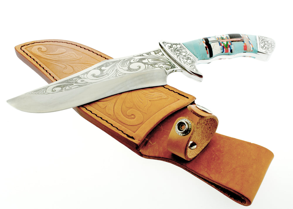 Exquisite Handcrafted Decorative Knife With Inlaid Stone Handle ...