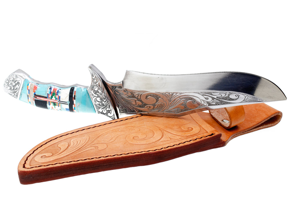 Exquisite Handcrafted Decorative Knife With Inlaid Stone Handle