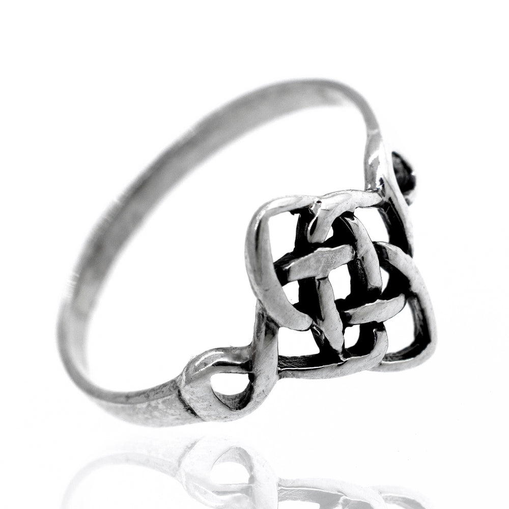 
                  
                    A sterling silver Celtic Weave Diamond Design Ring.
                  
                