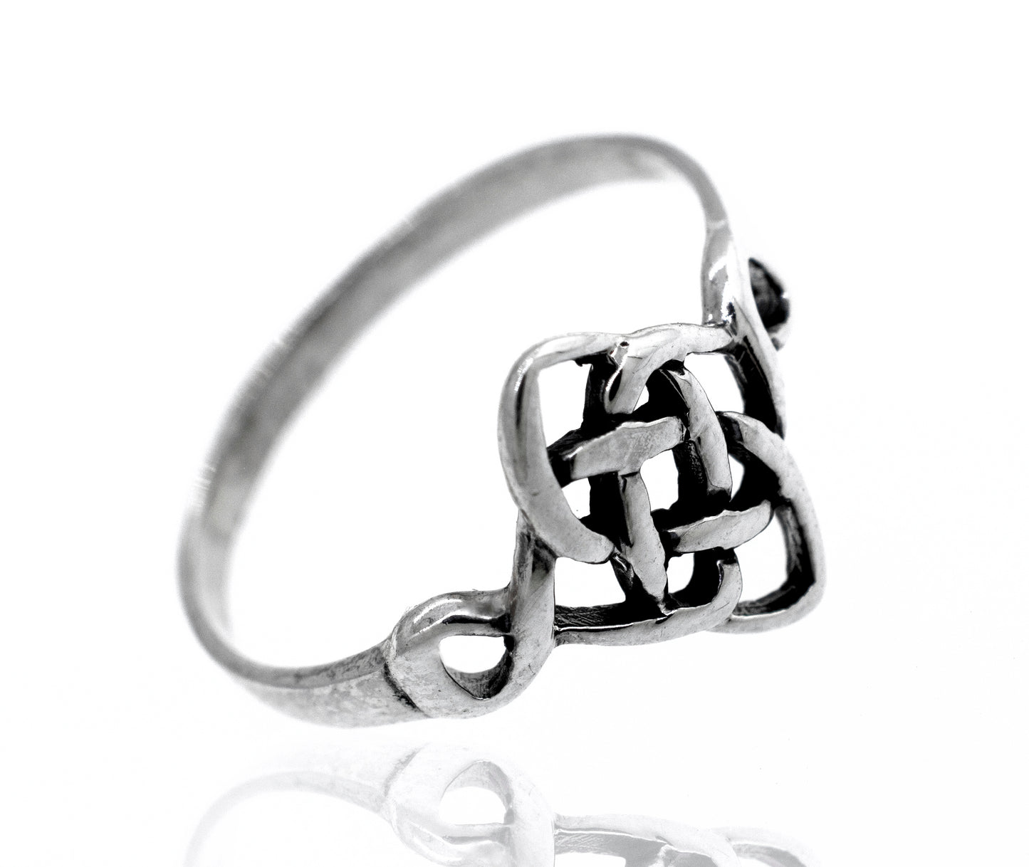 
                  
                    A sterling silver Celtic Weave Diamond Design Ring.
                  
                