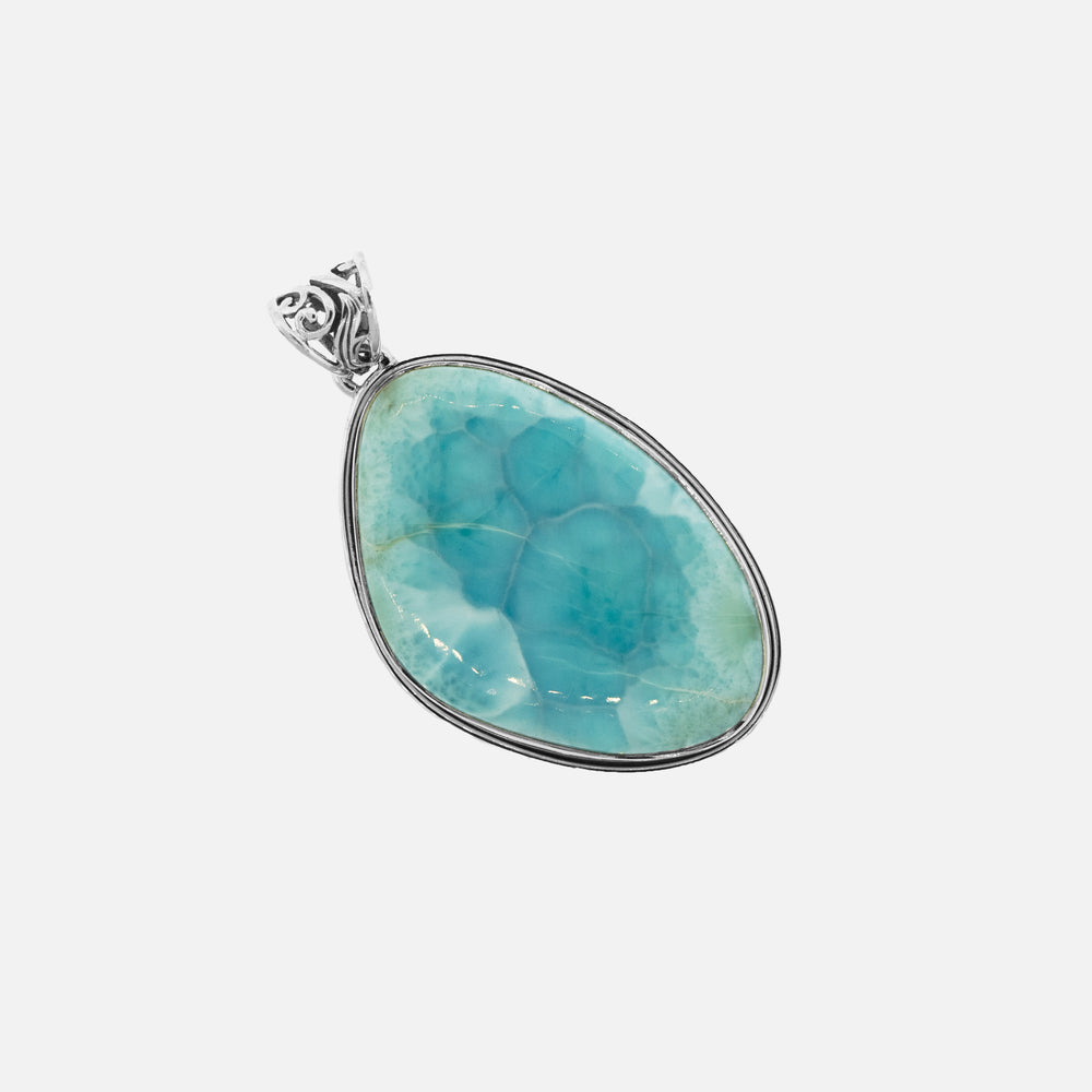 
                  
                    An elegant Super Silver Larimar Pendant with Simple Border on a simple white background.
                  
                