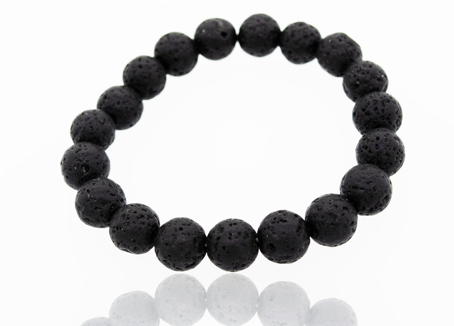
                  
                    A Super Silver Essential Oil Bracelet with Lava Rock Beads, perfect for lovers of essential oil jewelry, placed on a white surface.
                  
                