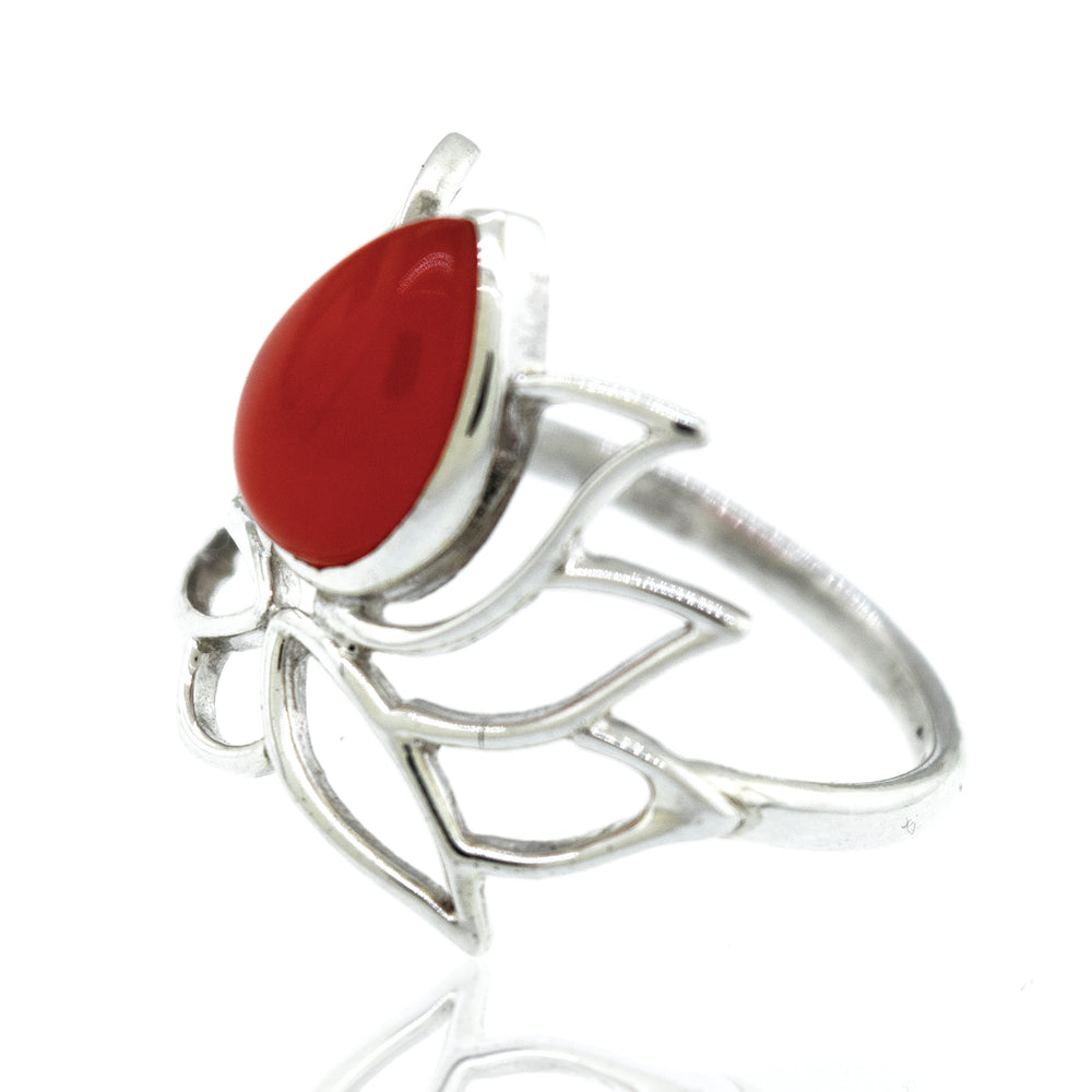
                  
                    A Super Silver Online Only Carnelian Lotus Ring
                  
                