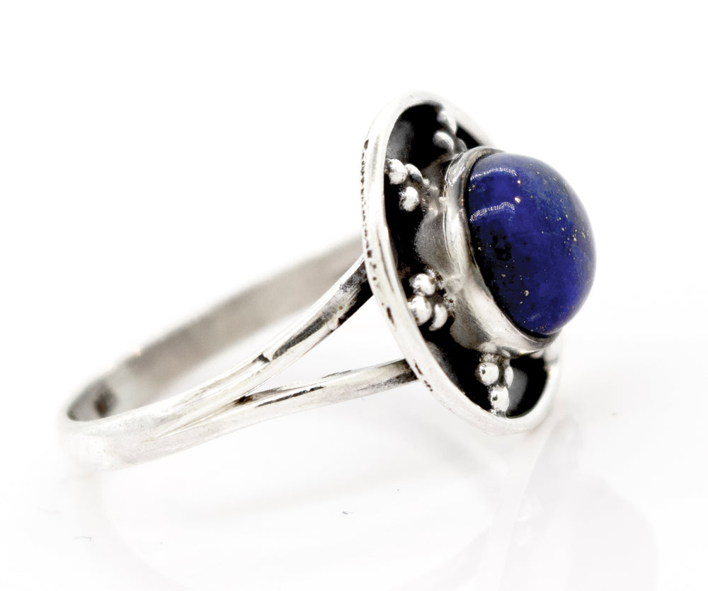 
                  
                    A Lapis Ring With Unique Oxidized Silver Design from Super Silver.
                  
                