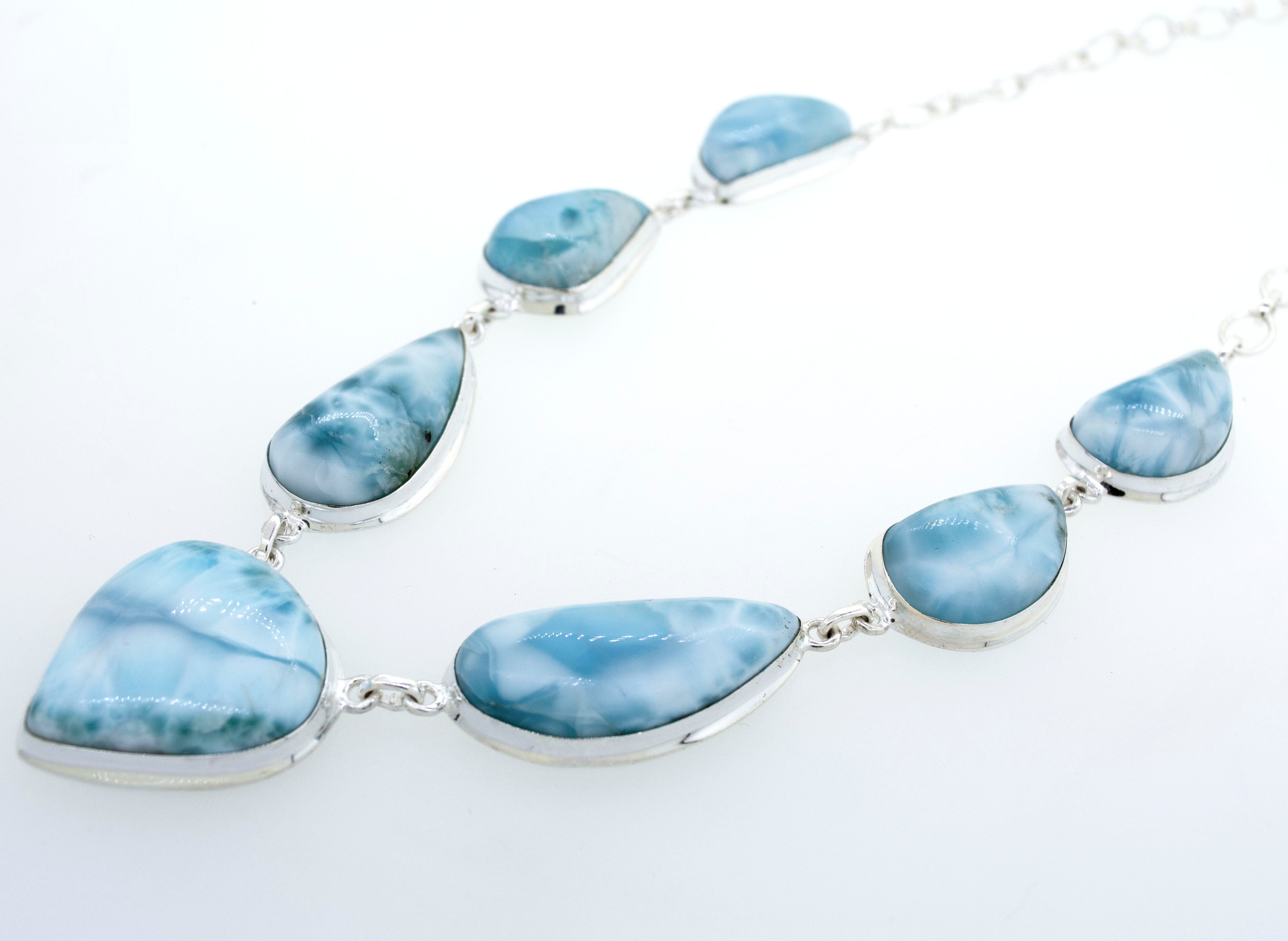 Larimar Necklace on 28 Adj. Cord - Polished Teardrop Pendant